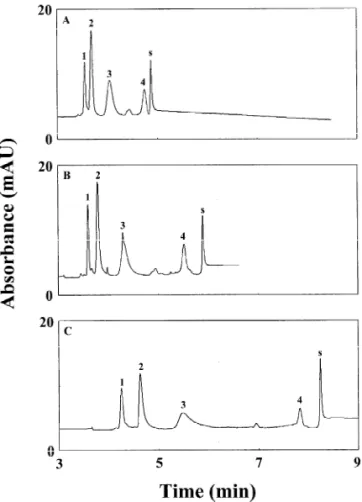 Fig. 4. Effect of 0.4-cm phosphate plug prior to sample injection on resolution, speed, and stacking efficiency is