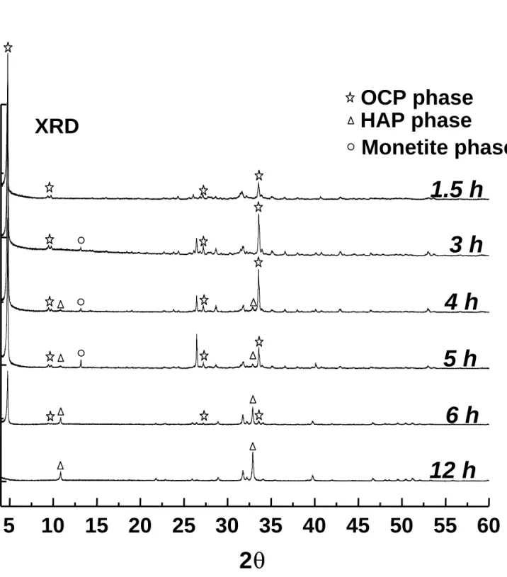 Figure 3. XRD patterns measured for samples obtained at different reaction times.