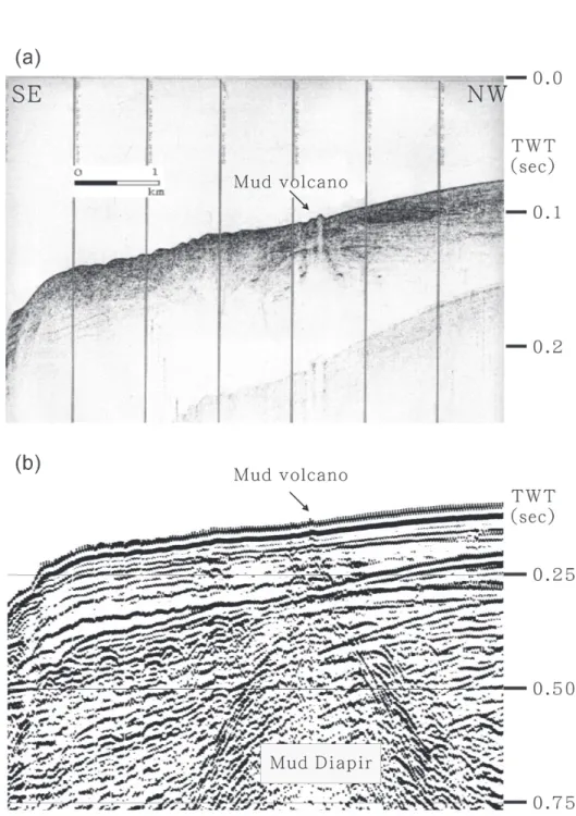 Fig. 8. Mud volcano profiles of OR1-320 near the head of the Fangliao Canyon.
