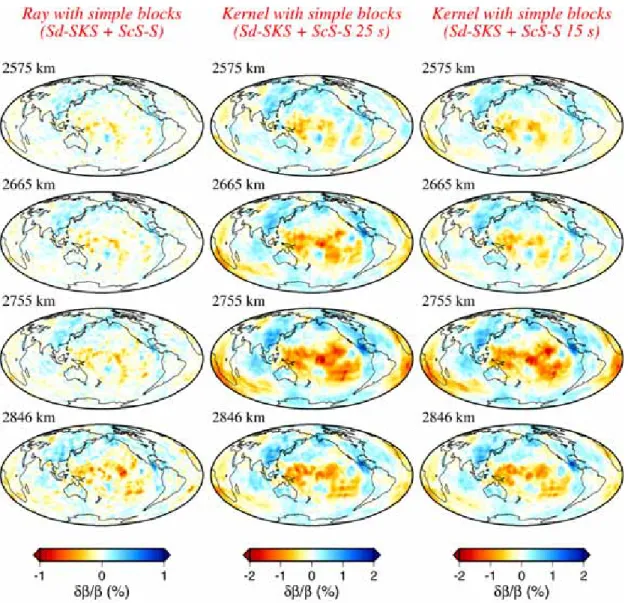 Figure 4. Comparison of shear velocity perturbations near CMB resolved from traveltime  tomography