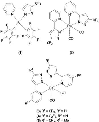 Figure 1. Structures of various B(III), Ru(II), and Os(II) complexes in this study.