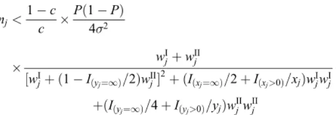 Table 2. Maximum number of families that can be pooled together (% total numbers of genotyping) for various family configurations (x and y) to achieve a statistical efficiency of 0.95 as compared to individual genotyping, assuming the measurement error ass