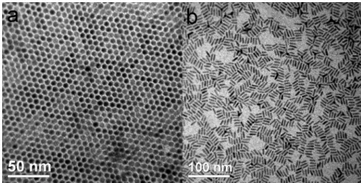 Figure 1 panels a and b show TEM images of TDPA and TOP capped, self-assembled CdS nanorods in  differ-ent scales