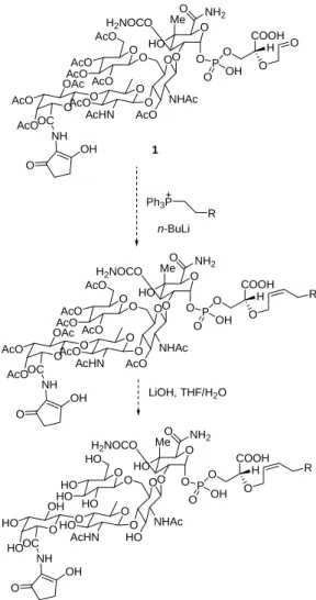 圖 7. The Wittig reaction of moenomycin A derivative 1. 