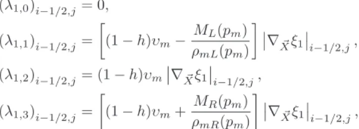 Figure 3 illustrates a typical solution structure of the present two-fluid generalized Riemann problem.