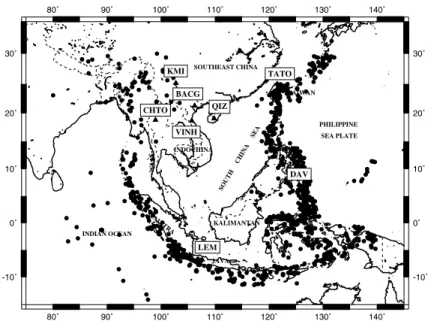 Figure 2. Locations of seismographic stations (triangle) and epicentral distribution of earthquakes (dots)