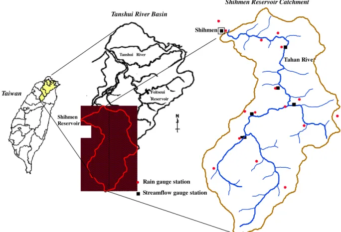 Fig. 8. Locations of study area and gauge stations.
