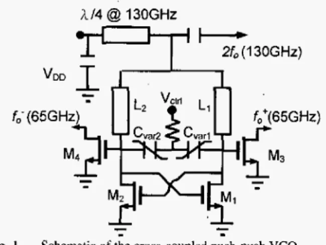 Fig. 1 .   Schematic  of  the cross-coupled  push-push VCO. 