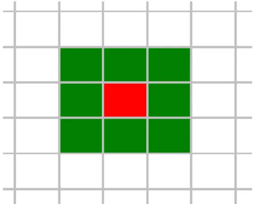 圖 12    Moore neighborhood with range = 1. 