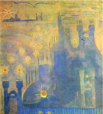圖 1- 6  Chiurlionis，《The Sun Sonata—Allegro》，1907，蛋彩畫，63x58.8 cm  Chiurlionis 國家紀念館藏
