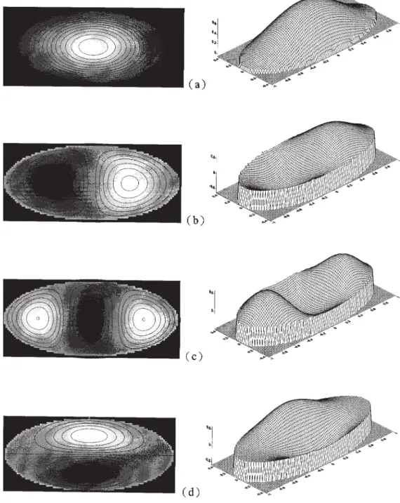 Figure 4 Phenomena of the TM mode for e ⫽ 0.9: (a) k c ⫽ 4.2; (b) k c ⫽ 5.4; (c) k c ⫽ 6.7; (d) k c ⫽ 7.7