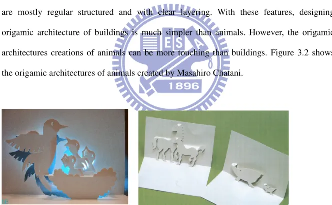Figure 3.2: Origamic architectures creations of animals worked by Masahiro Chatani.