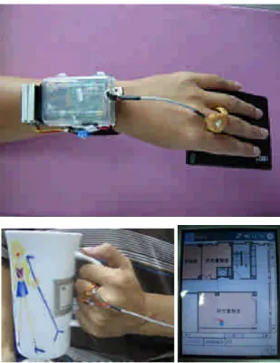 Fig. 1. The iCare RFID-assisted object reminder system. On the top shows the wearable wristband device