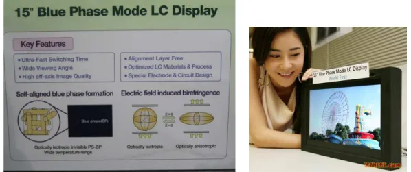 Fig. 1-4-1.1：在 2008 年 SID Conference 由三星公司所開發的 15 吋藍 相液晶顯示器。 