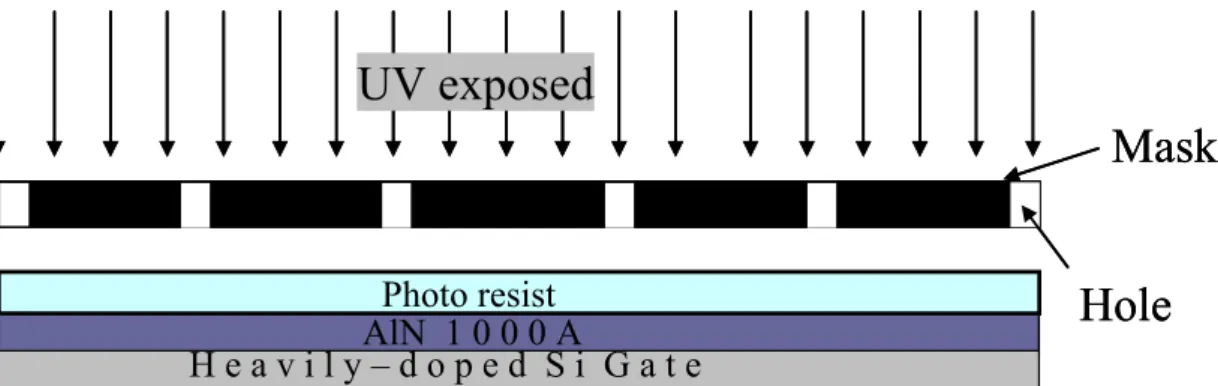 Fig. 2.3 The surface of the AlN layer treated with O 2  plasma were             patterned by the conventional photolithography process