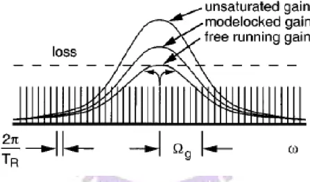 Fig. 2.4 The gain distribution of different modes with linear loss [2.10] 