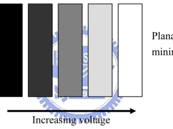 Fig. 2.7. The diagram of the gray scale states of the CLCs displays [3]. 