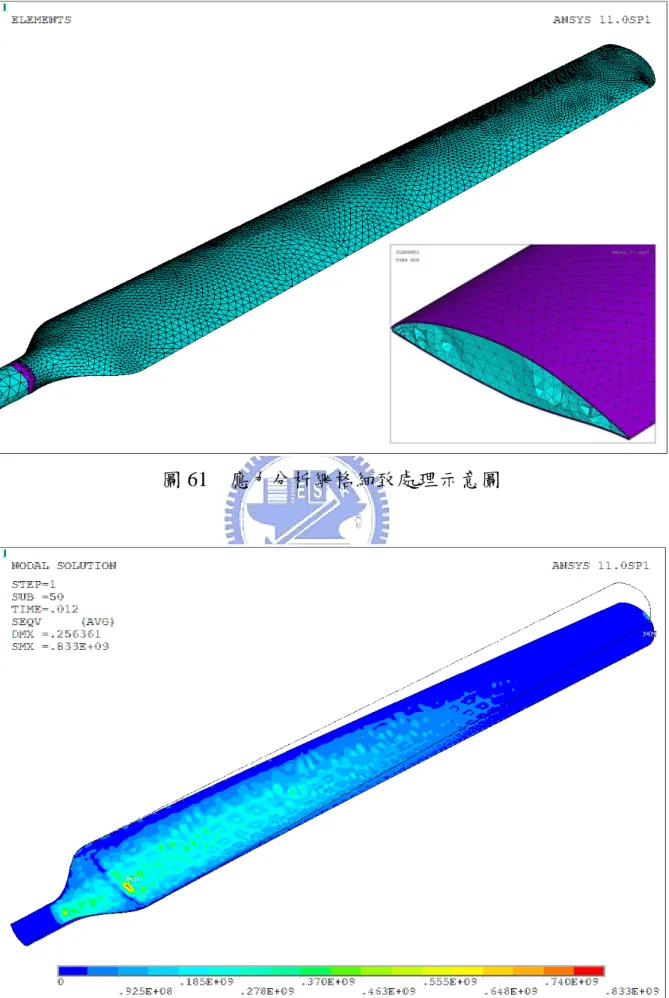 圖 61  應力分析網格細致處理示意圖 