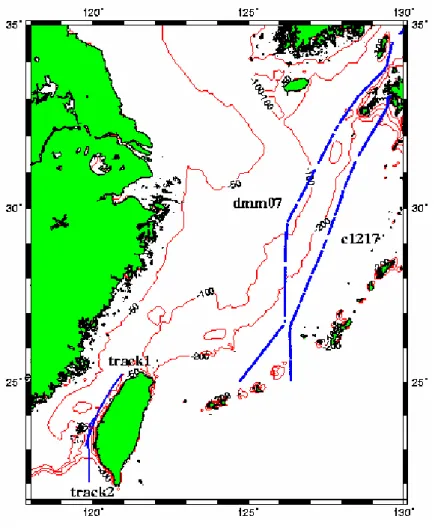Fig. 8: Distribution of shipborne gravity anomalies in the East China Sea and the Taiwan  Strait for comparison with altimeter-derived gravity anomalies