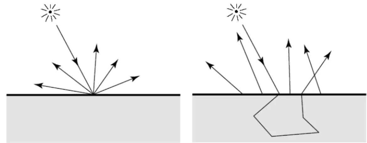 Figure 2.2: BRDF and BSSRDF [10].