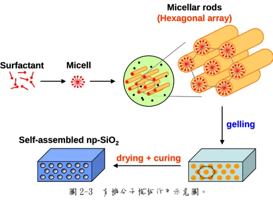 圖 2-3  有機分子模板作用示意圖。 