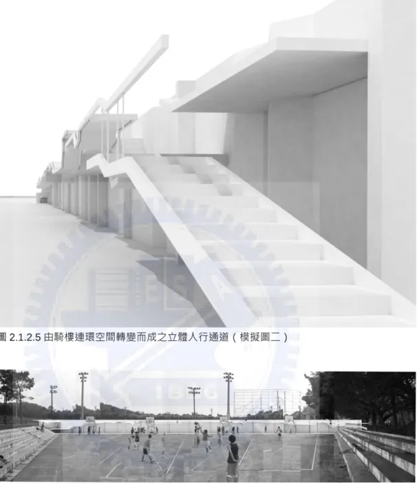 圖 2.1.2.5 由騎樓連環空間轉變而成之立體人行通道（模擬圖二） 
