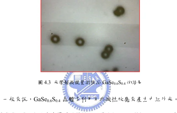 圖 4.3  光學顯微鏡量測樣品 GaSe 0.6 S 0.4 的結果 