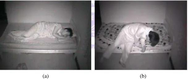 Fig. 4.3. IR image of (a) Sleeping person. (b) Walking to the bed person. 