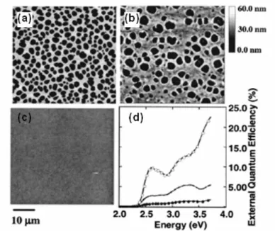 圖 1-13 F8BT 與 PFB 混合薄膜在 SAMs 修飾的 ITO/PEDOT:PSS 表面上之 AFM 圖。 (a)以 xylene 為溶劑；(b)以 xylene 為溶劑，並且在充滿 xylene 的蒸氣環境下；