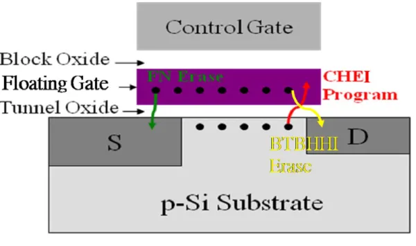 Fig. 1-5 The structure of well-known commercial ETOX Flash memory cell  for floating gate 