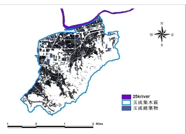 圖 2 玉成集水區建築物分佈 