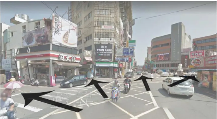 Figure 3. This is an intersection where many participants had trouble finding which direction  to go