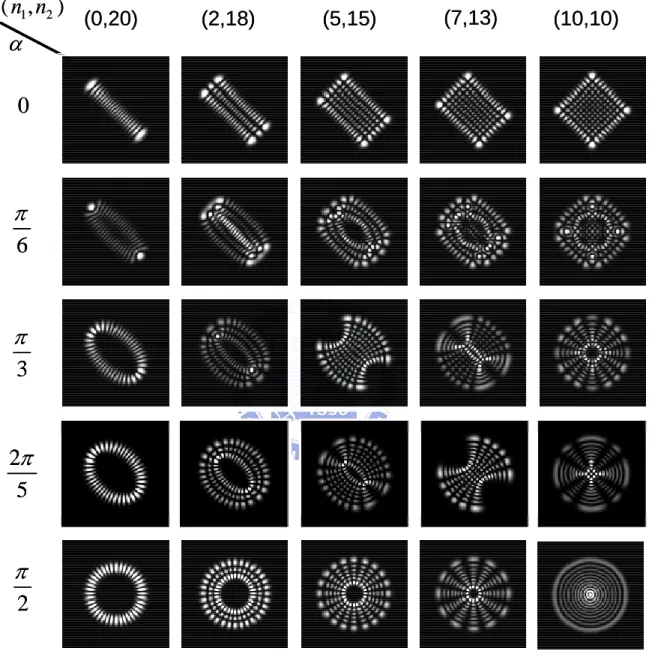 Fig. 2.2.2 Numerical patterns of the GCSs with different phase factor and different order