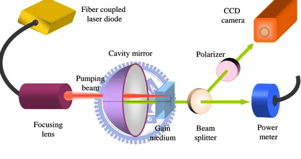 Fig. 2.3.1 Experimental setup for the generation of polarization-entangled transverse modes  with off-axis pumping scheme in a highly isotropic diode-pumped microchip laser