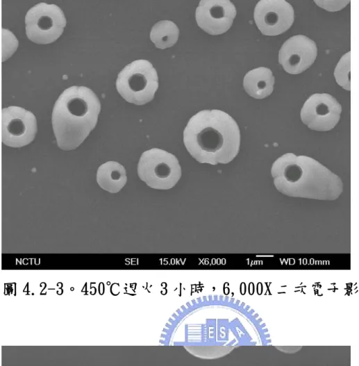 圖 4.2-3。450℃退火 3 小時，6,000X 二次電子影像 