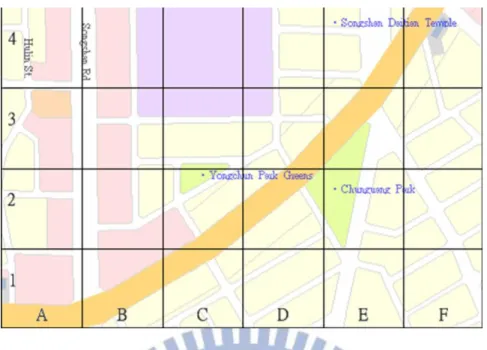 Figure 4 An example map that shows location blocks. 
