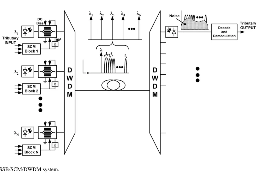 Fig. 2.1  An SSB/SCM/DWDM system. 