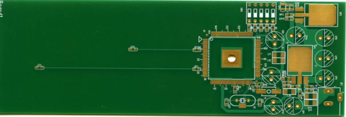 圖 4-3 Board1  信號線長分別為 7cm 及 3cm @NO Guard trace 正面圖 