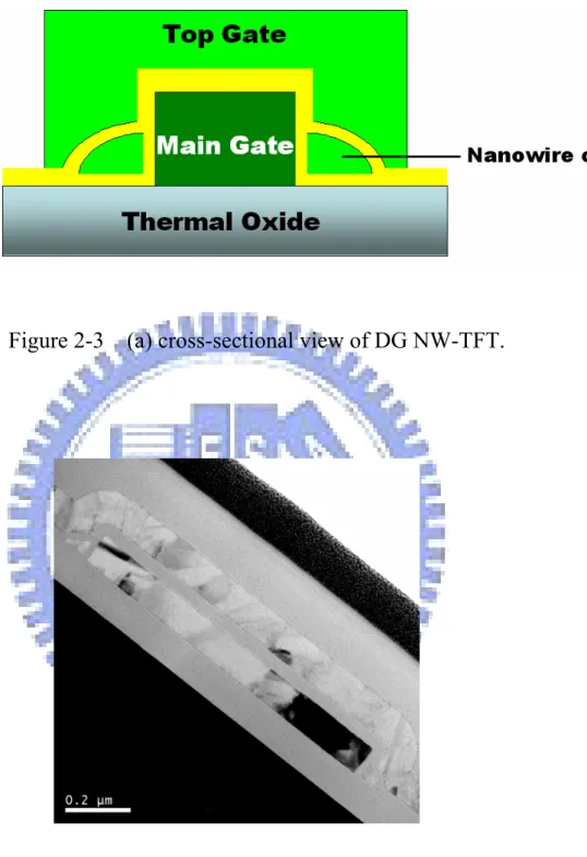 Figure 2-3    (a) cross-sectional view of DG NW-TFT. 