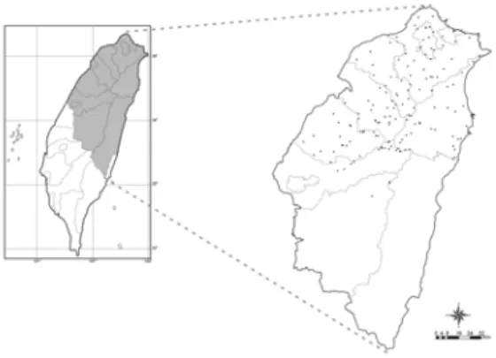 Fig. 1. Map of sampling locations in northern Taiwan. 