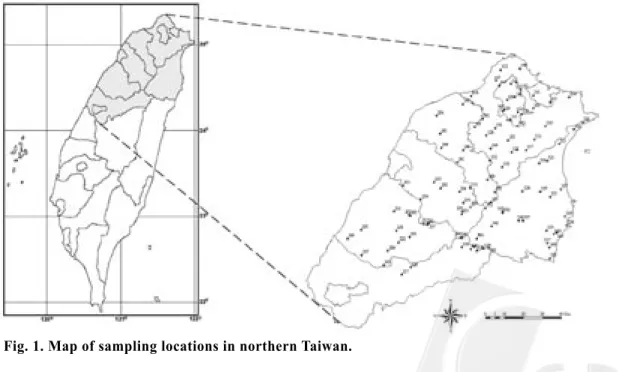Fig. 1. Map of sampling locations in northern Taiwan.