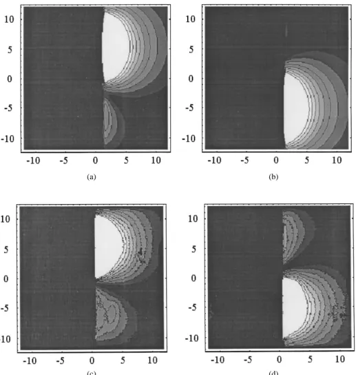 Fig. 9. Sagital slice images at two ports of the phased array coil from simulation and experiment