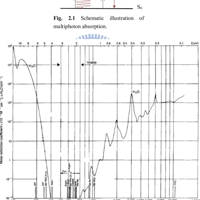 Fig.  2.1  Schematic  illustration  of  multiphoton absorption. 