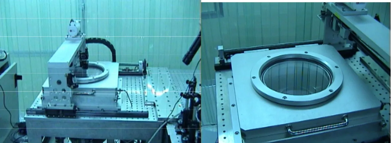 Fig. 2-4    Vacuum chamber and two axis transition stage of FLA experiment. 
