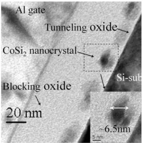Fig. 4 The cross-section TEM image of  the formed memory structure using the  NAO-SiO2 as device tunneling oxide