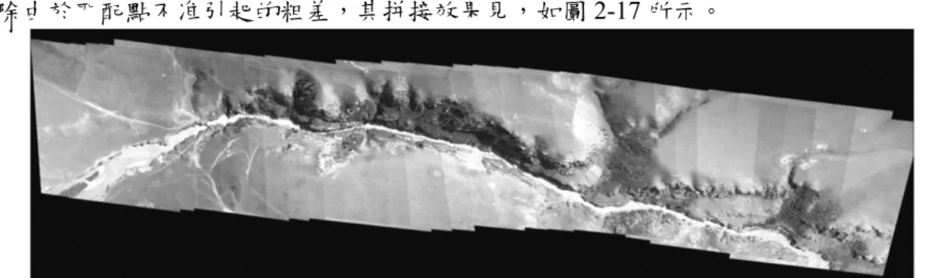 圖 2-17 UAV 影像 36  張連續自動拼接效果圖 