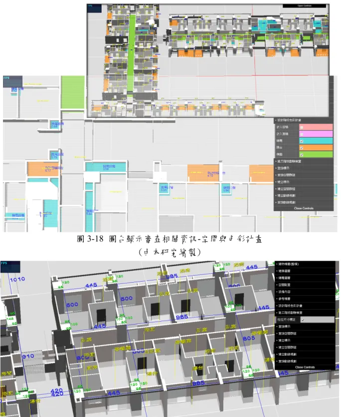 圖 3-18  圖台顯示審查相關資訊-空間與色彩計畫  (由本研究繪製) 