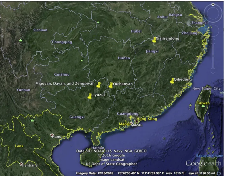 Fig. 1. Map of early pottery sites in South China mentioned in the text.