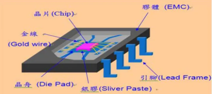 圖 1-3  單晶片構裝材料剖視圖 