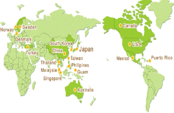 圖 2-1  7-Eleven 全世界經營分佈圖  資料來源：http://www.7-eleven.com/ 